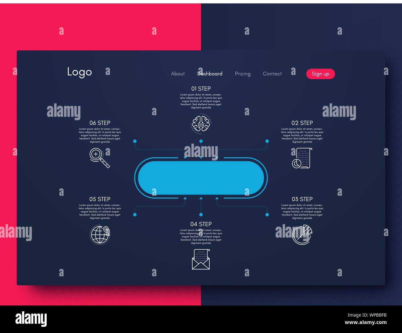 Infographic design template with numbers six option Stock Vector
