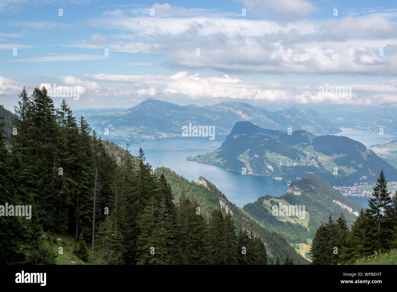Panorama view of Lucerne lake and mountains scene in Pilatus of Lucerne