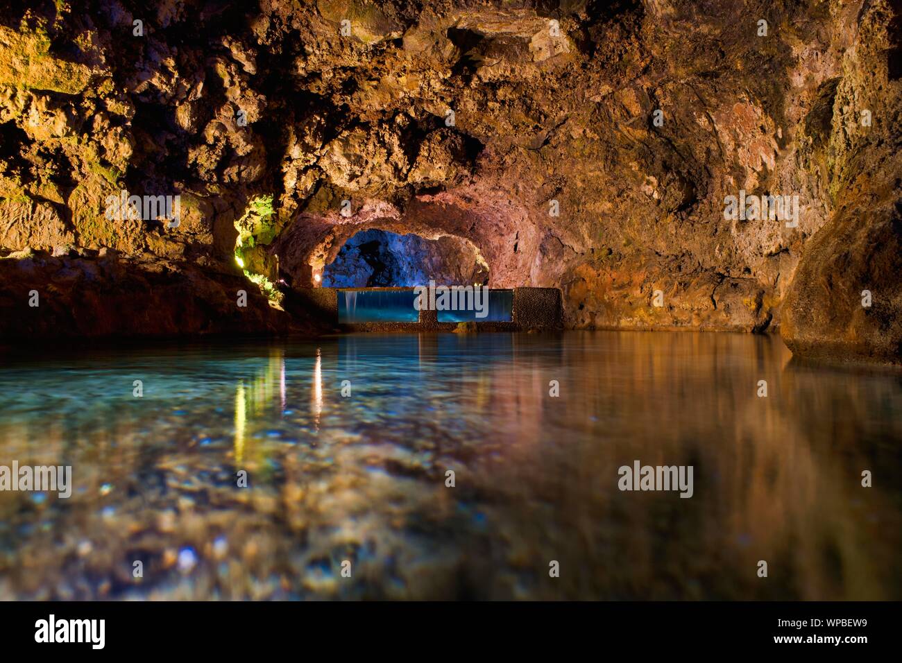 Lava caves in Grutas de Sao Vicente cave system, Sao Vicente, Madeira, Portugal Stock Photo