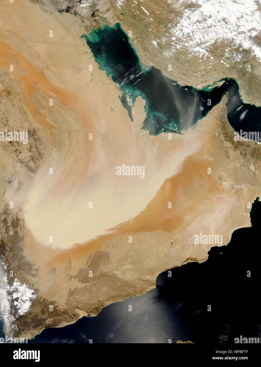 Sand storm across the Arabian peninsula, Saudia Arabia, Yemen, Oman, and UAE, March 26-27, 2011, by NASA/Jeff Schamltz/DPA Stock Photo