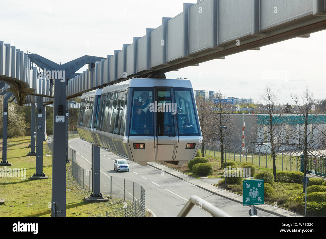 Dusseldorf, Germany – March 24, 2019: SkyTrain at Dusseldorf airport (DUS) in Germany. Stock Photo