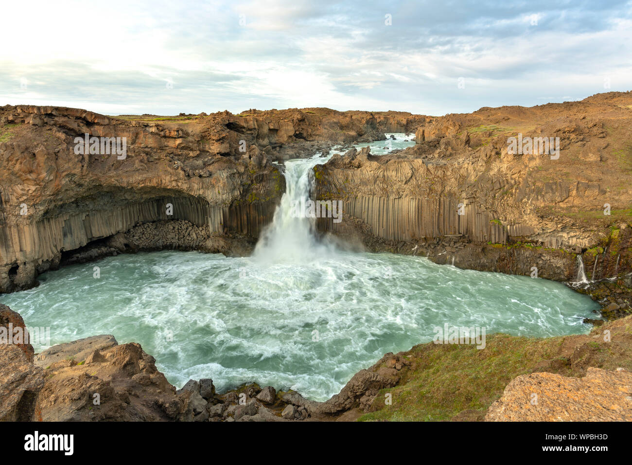 Aldeyjarfoss waterfall Iceland on a cloudy warm summer day Stock Photo
