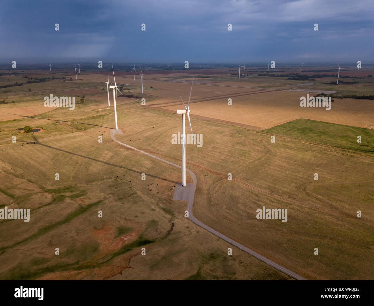 Dramatic aerial view of wind turbines in Oklahoma, USA Stock Photo Alamy