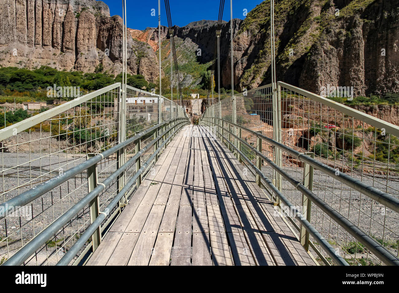 View on a bridge in Iruya, Argentina, South America on a sunny day. Stock Photo