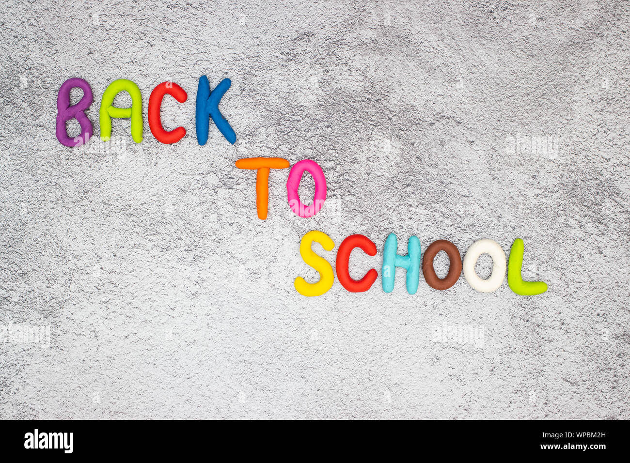 Colorful Back to school title on the table Stock Photo