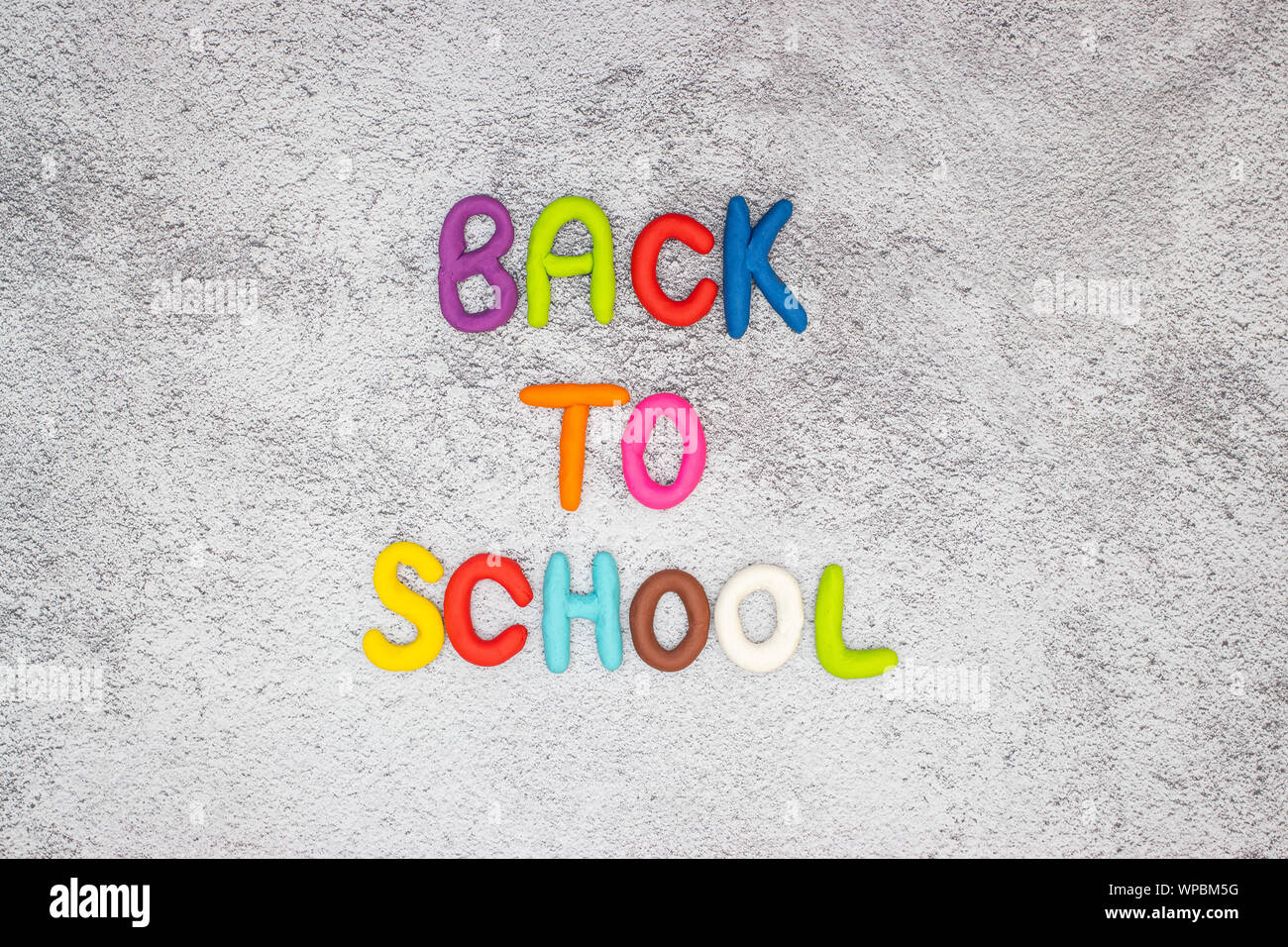 Colorful Back to school title on the table Stock Photo