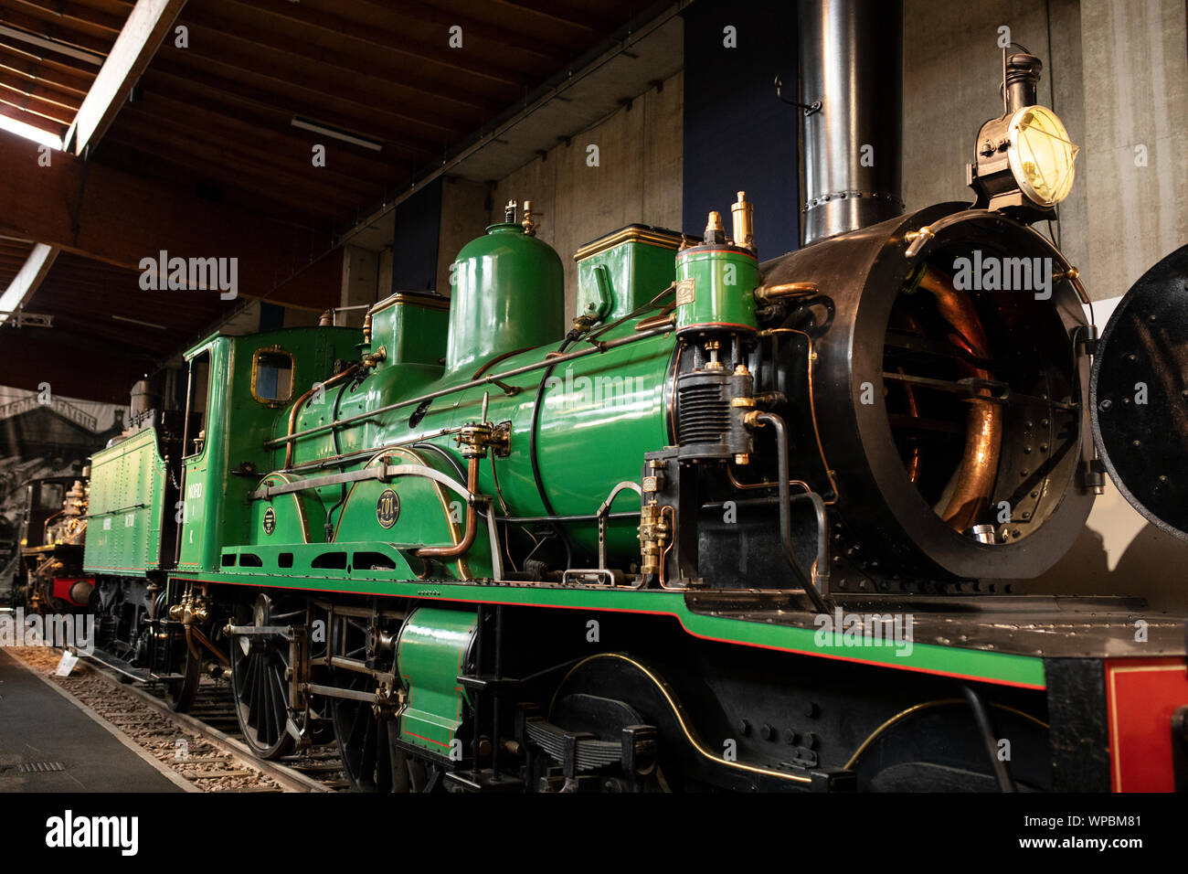 A type 211 four cylinder De Glehn steam locomotive no. 701, Compagnie des Chemins de Fer du Nord, 1885, at Cité du Train museum in Mulhouse, France. Stock Photo