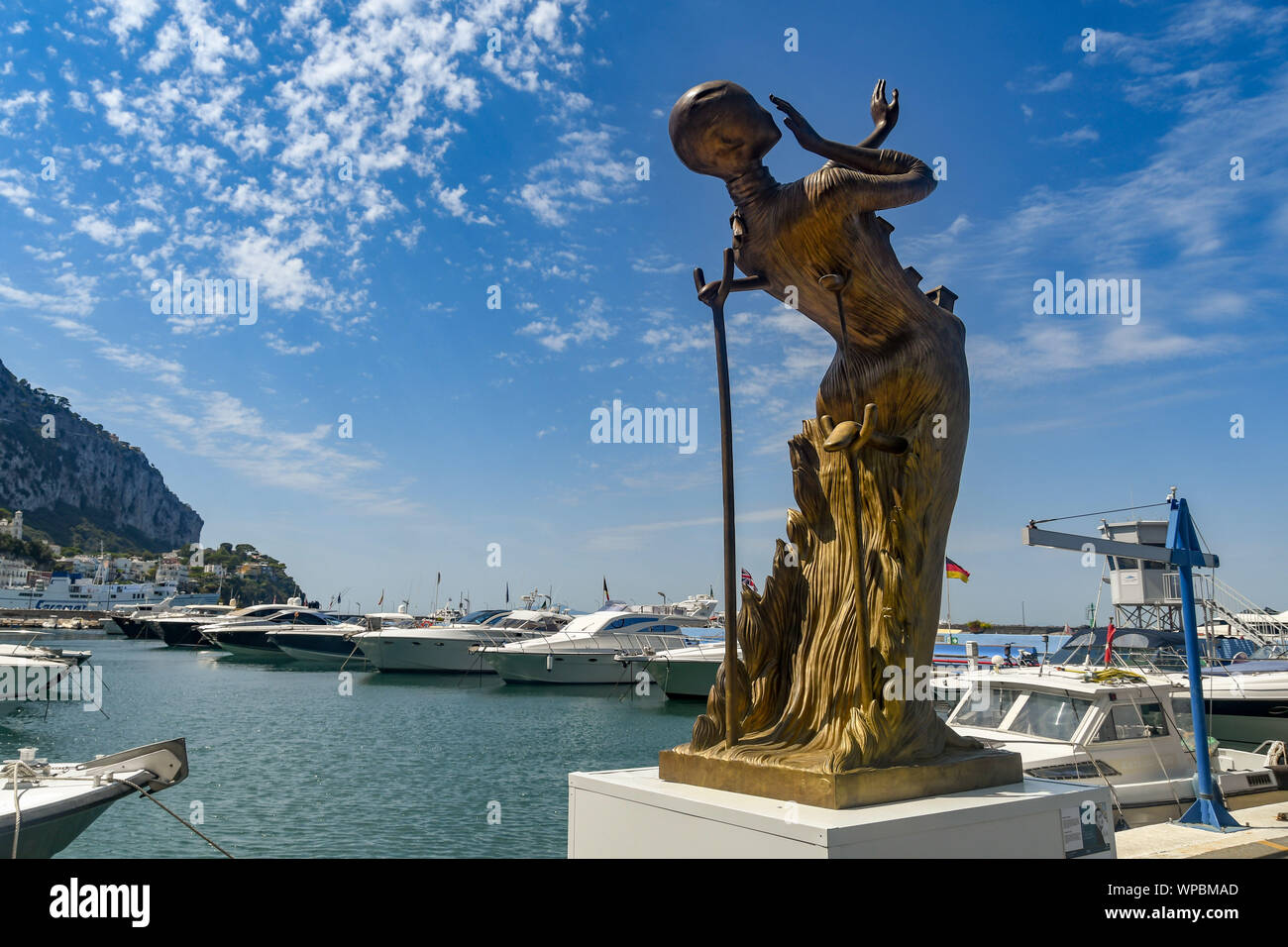 ISLE OF CAPRI, ITALY AUGUST 2019 The bronze sculpture "Woman Aflame