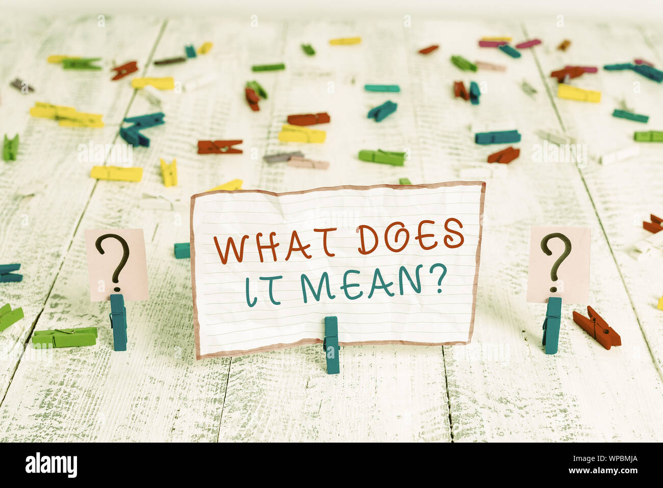 Handwriting text writing What Does It Mean question. Conceptual photo