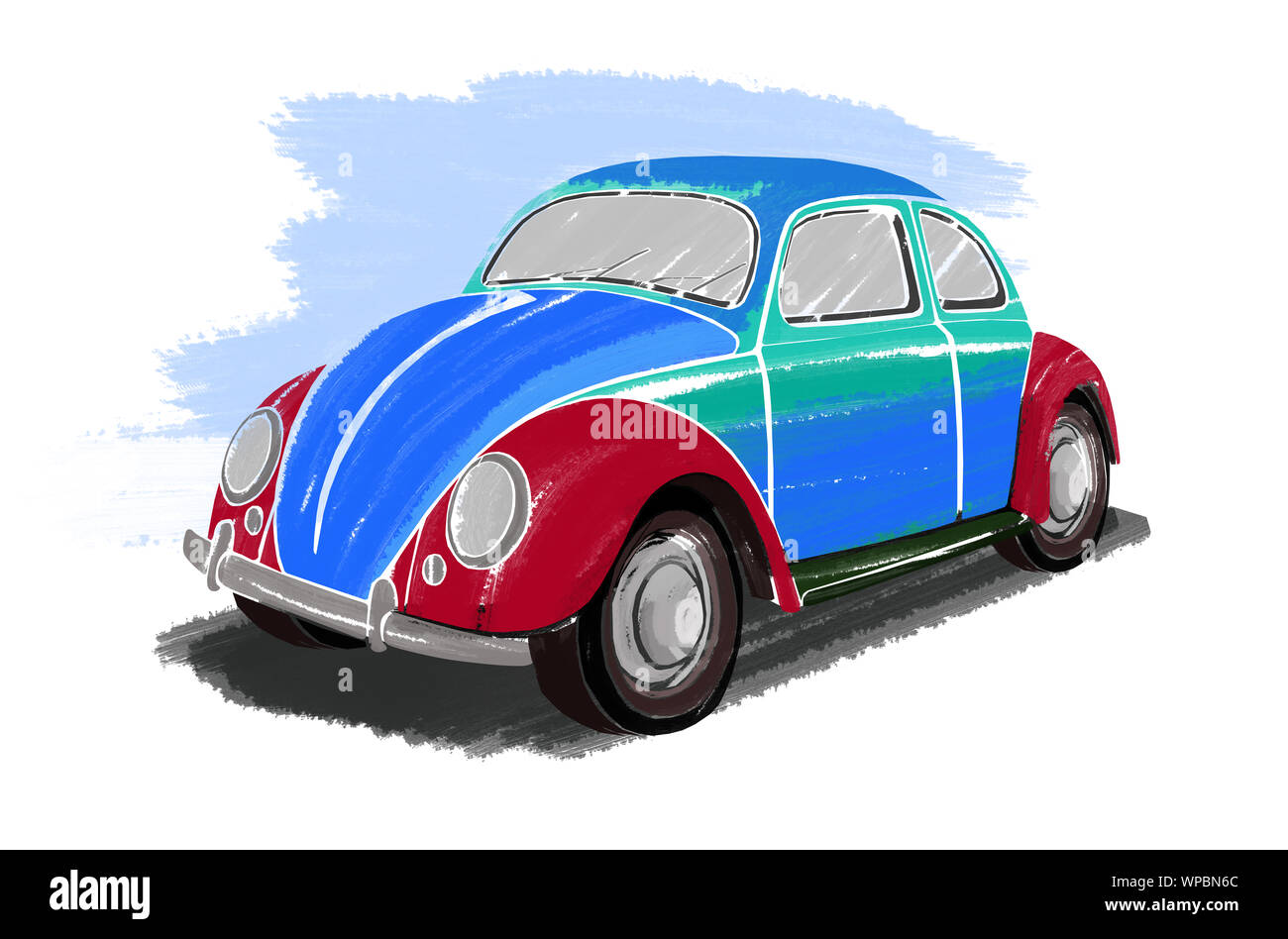 Illustration of the vintage car on a white background Stock Photo