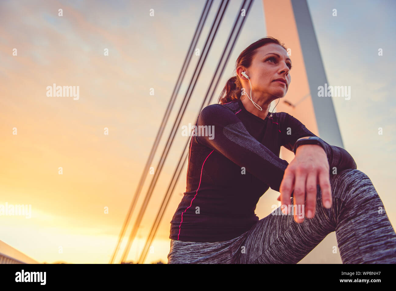 Portrait of fitness women resting after running Stock Photo
