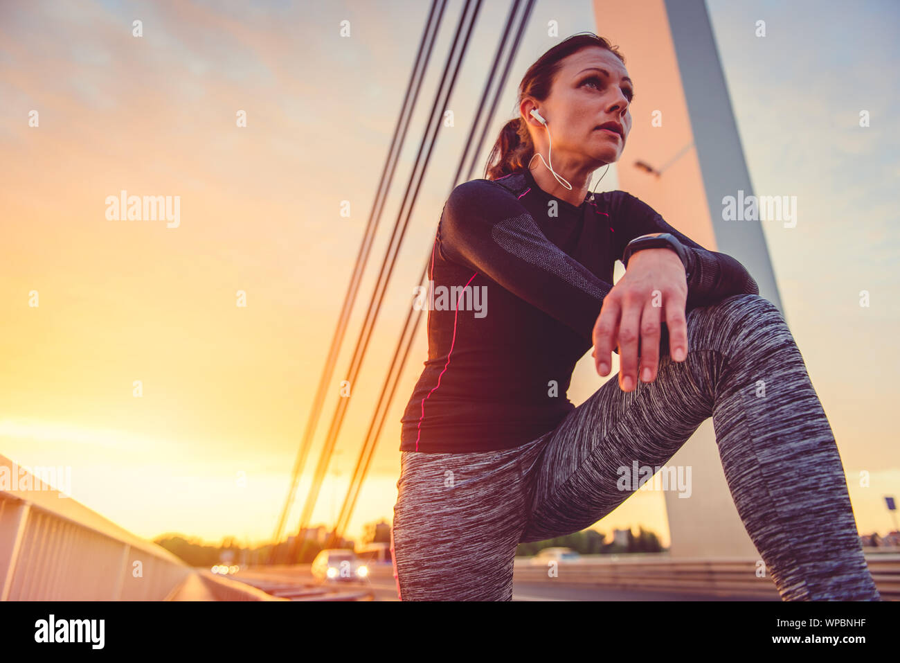 Portrait of fitness women resting after running Stock Photo