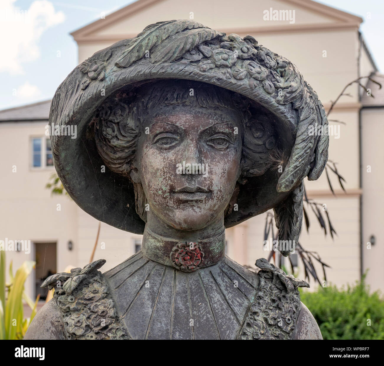 Detail of statue of Lillie Langtry in Lillie Langtry Gardens, Jersey, Channel Islands. Stock Photo