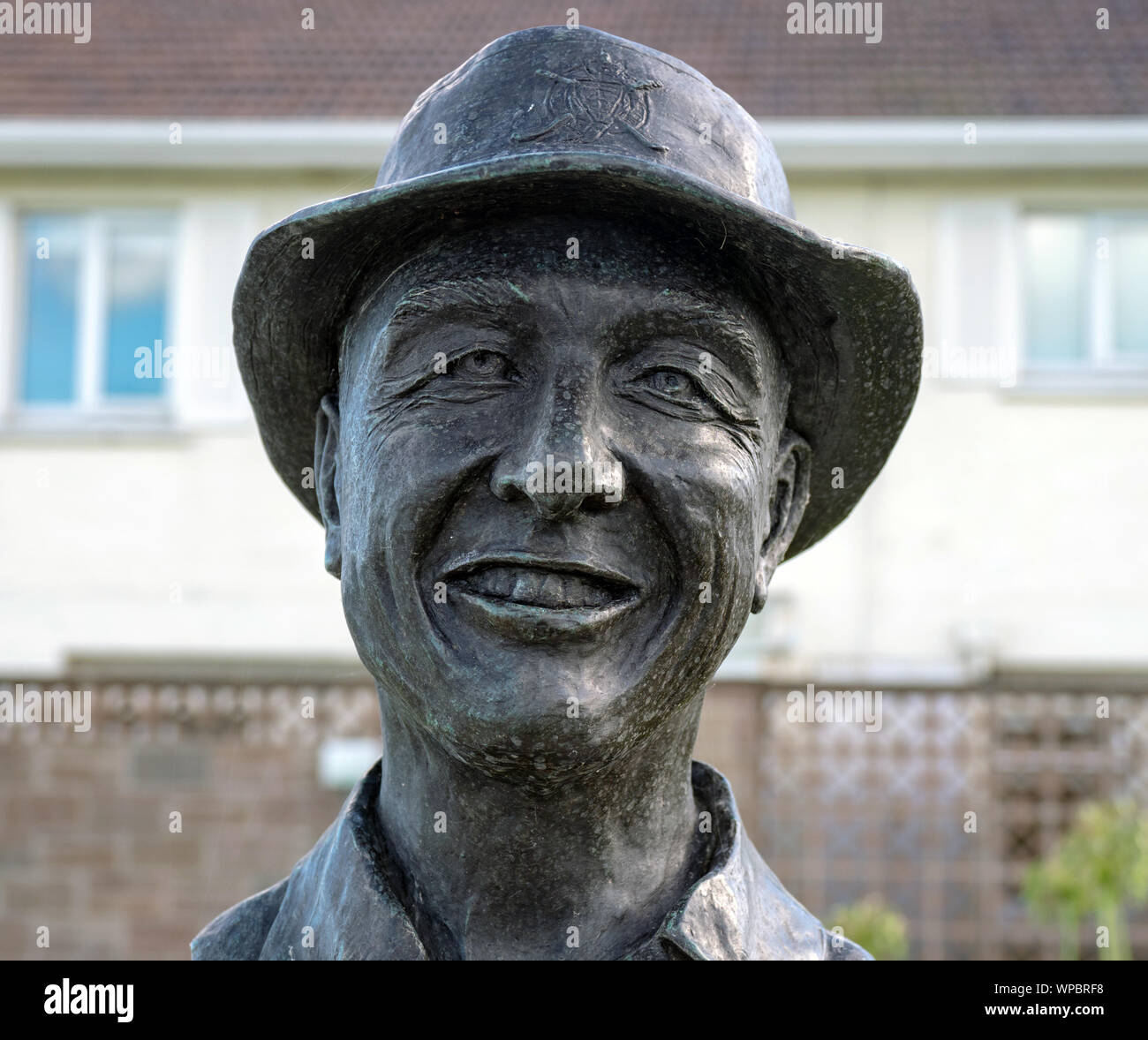 Bust of golfer Tommy Horton MBE at the Royal Jersey Golf Club, Jersey, Channel Islands. Stock Photo
