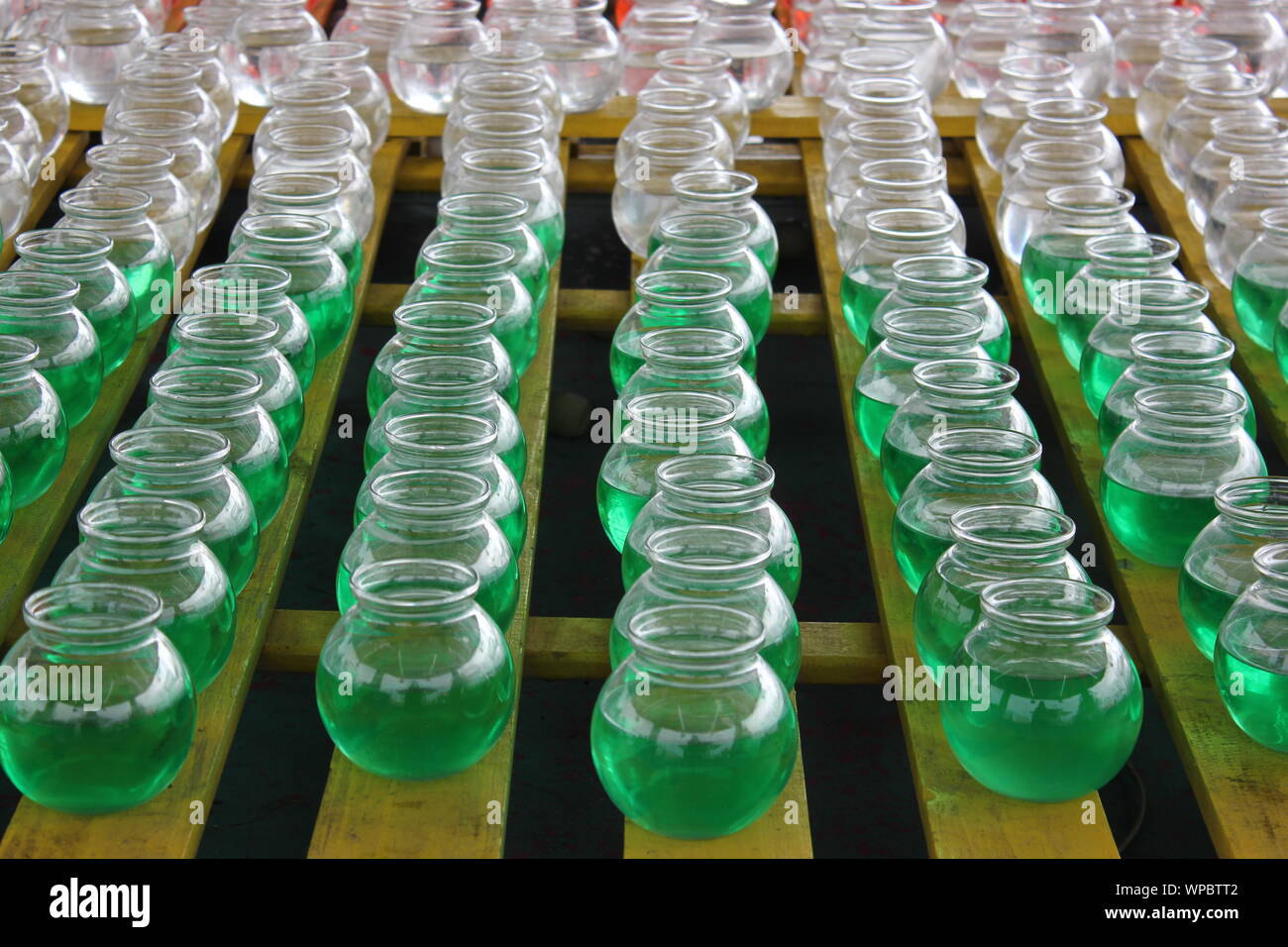 Ping pong Ball and Fish Bowl carnival game Stock Photo - Alamy