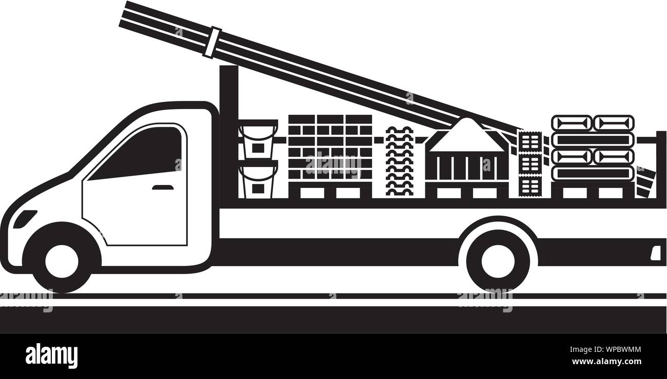 Tipper truck with construction materials - vector illustration Stock ...