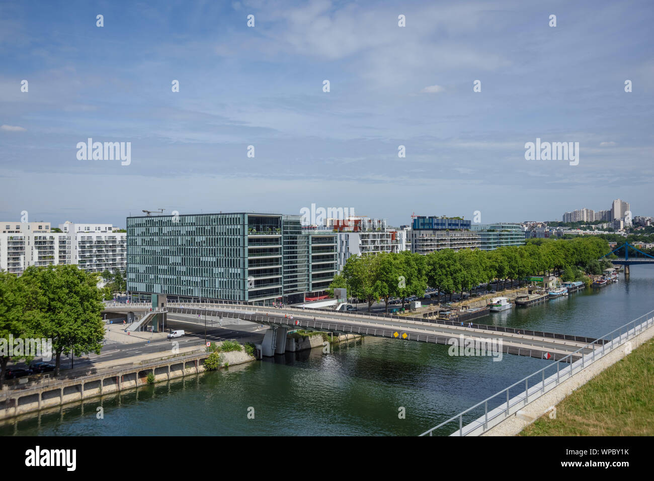 Paris, Stadtentwicklungsgebiet Billancourt, Ile Seguin Rives de Seine, Quartier Trapeze Stock Photo