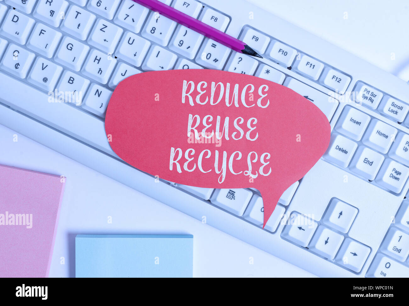Writing note showing Reduce Reuse Recycle. Business concept for ...