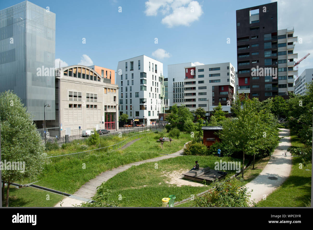 Paris, Stadtentwicklungsgebiet Rive Gauche,  Jardin des Grands Moulins - Paris, City Development Project Rive Gauche,  Jardin des Grands Moulins Stock Photo