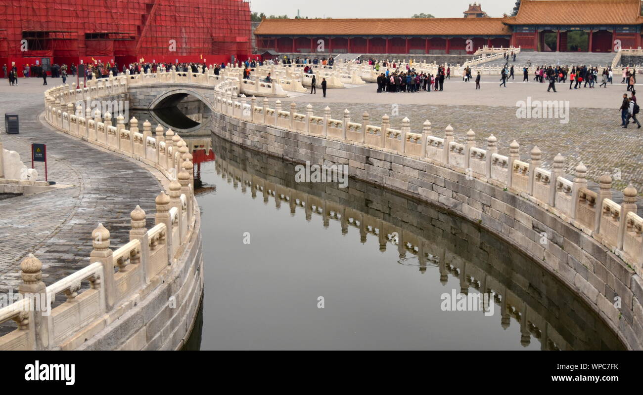 Forbidden City palace Golden Water river and classic Chinese architecture, Beijing, China Stock Photo