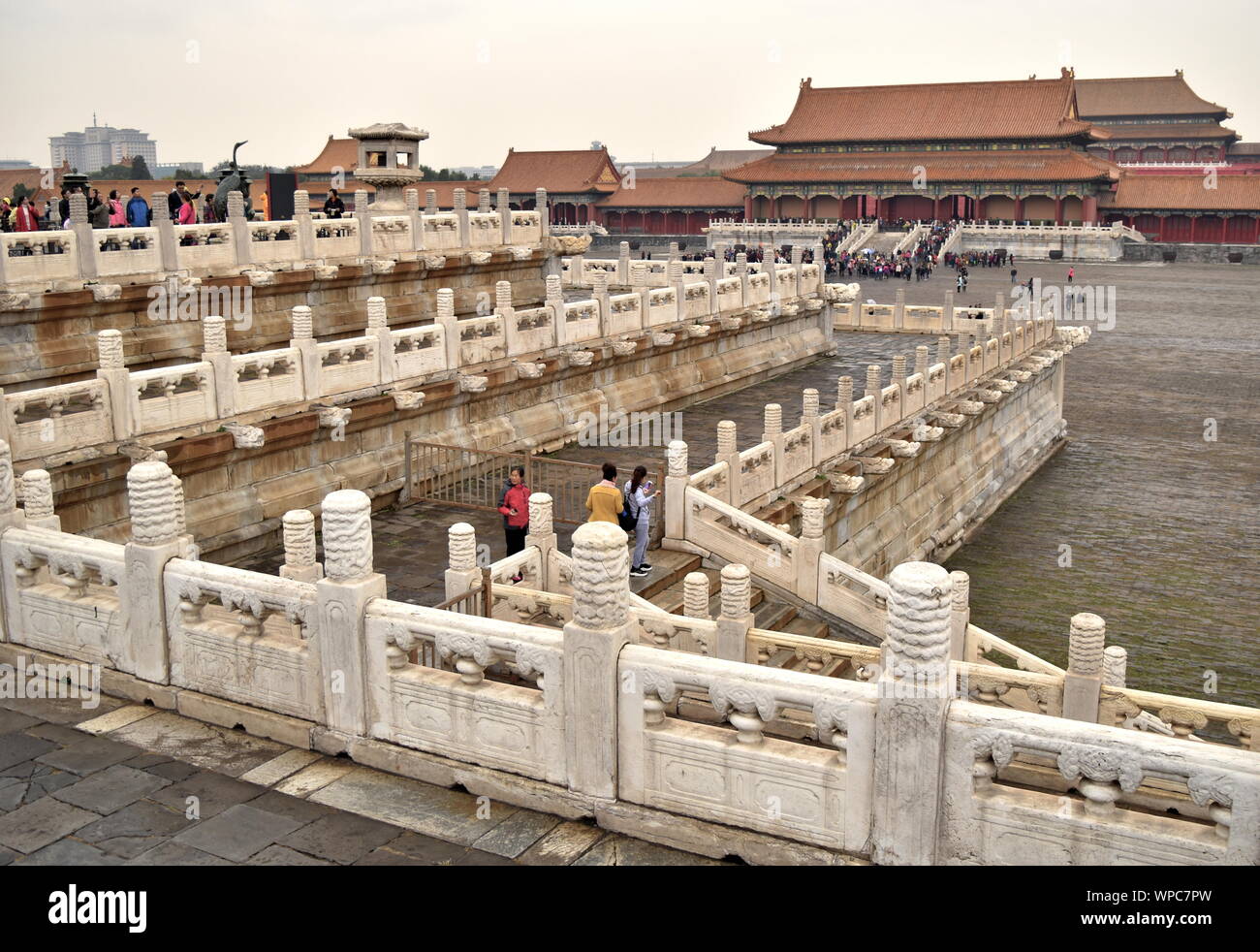 Forbidden City palace marble terraces and Gate of Supreme Harmony, Beijing, China Stock Photo