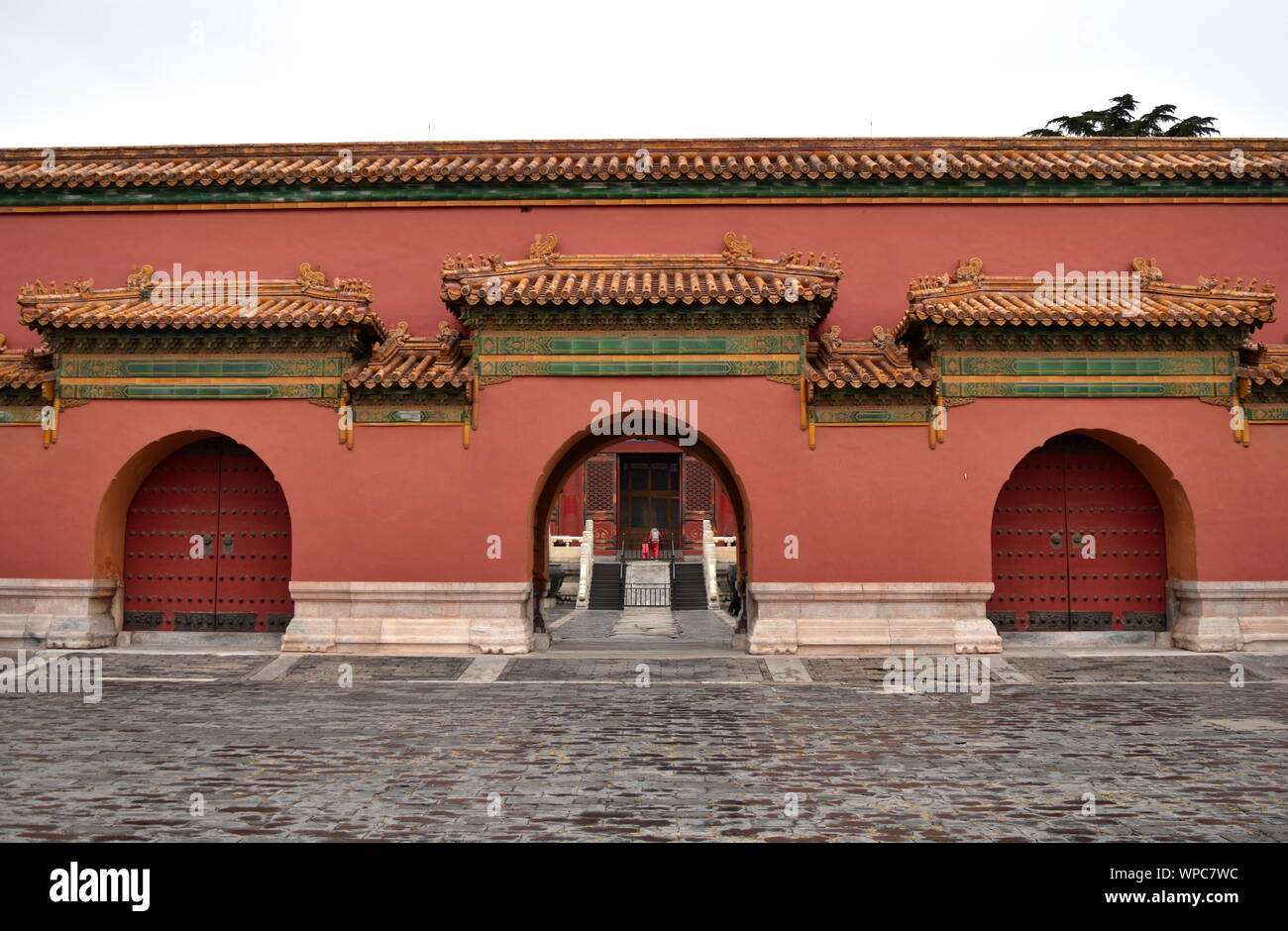 Three gates of Forbidden City palace in classic Chinese architectural style, Beijing, China Stock Photo