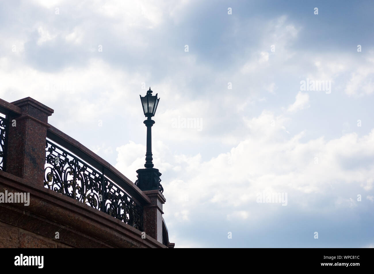 Classic style city lamppost at sunset, close up Stock Photo