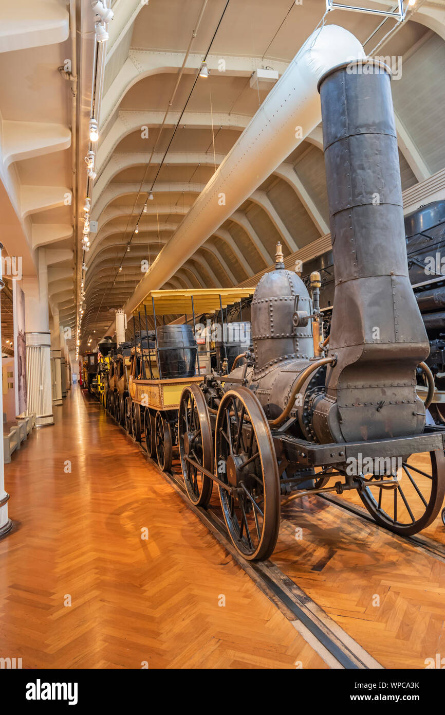 Dearborn, Mi, Usa - March 2019: DE WITT CLINTON 1831 Steam Train inside the Henry Ford Museum of American Innovation Stock Photo