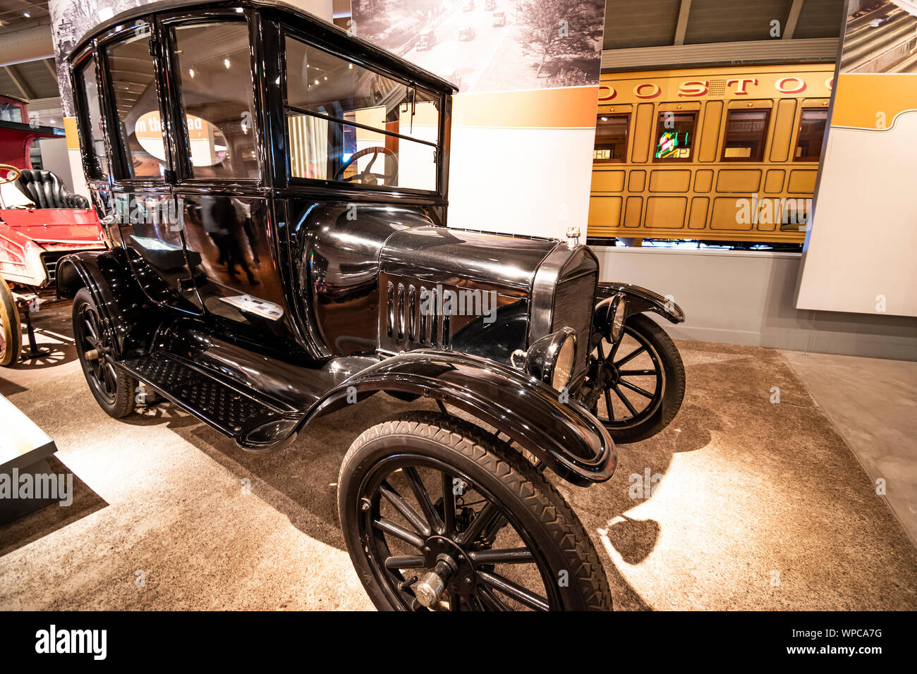 Dearborn, Mi, Usa - March 2019: Ford Model T sedan presented in the Henry Ford Museum of American Innovation. Stock Photo