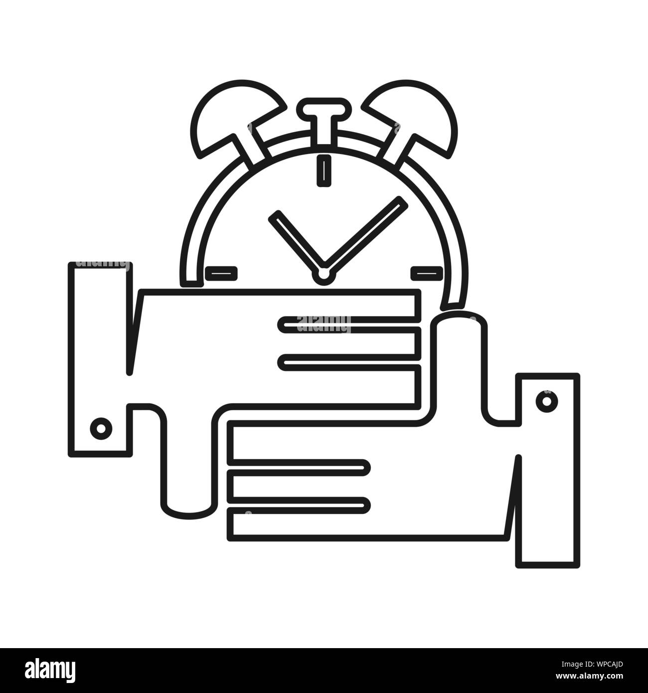 alarm time Commitment Teamwork Together Outline Logo Stock Vector
