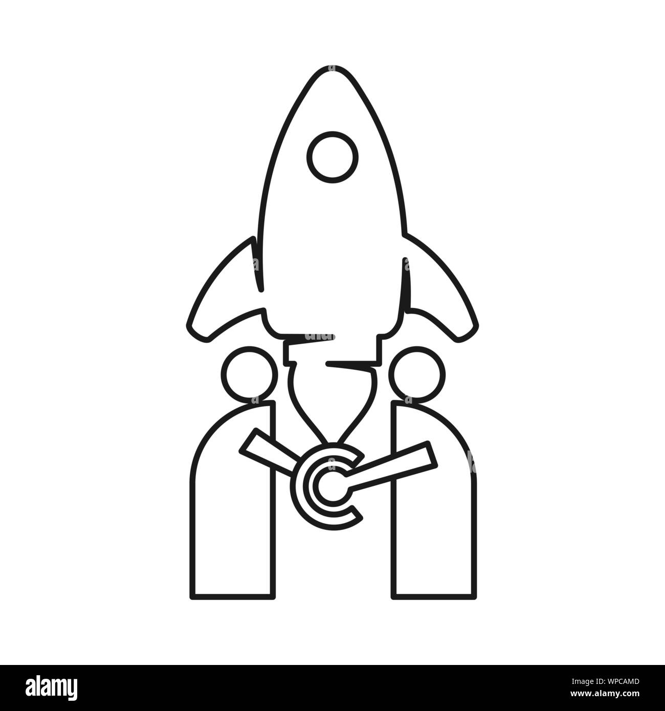 rocket Commitment Teamwork Together Outline Logo Stock Vector Image ...