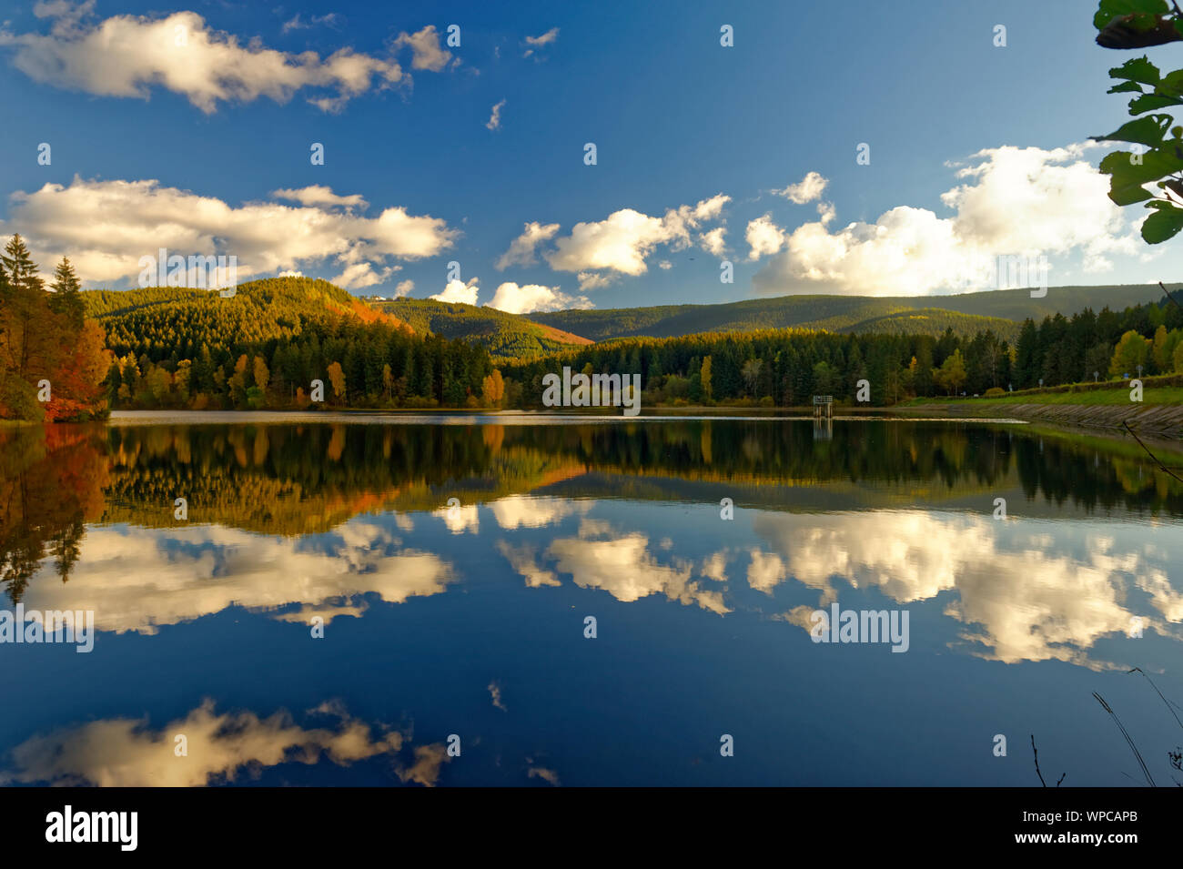 Clouds Reflecting in Lake Stock Photo - Alamy