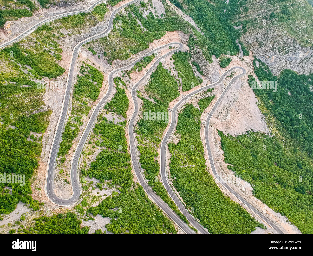 Serpentine road in Albanian mountains near Rrapsh Stock Photo Alamy