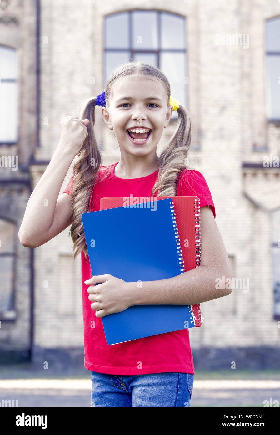 Achieving high standards. Cute little bookworm. Little girl school