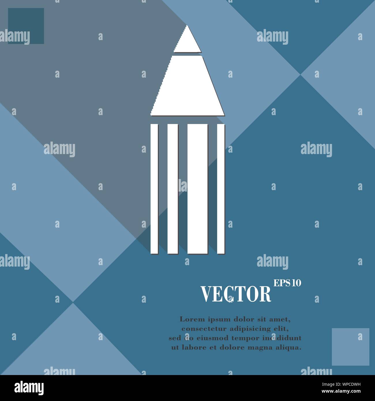 Pencil icon symbol Flat modern web design with long shadow and space ...