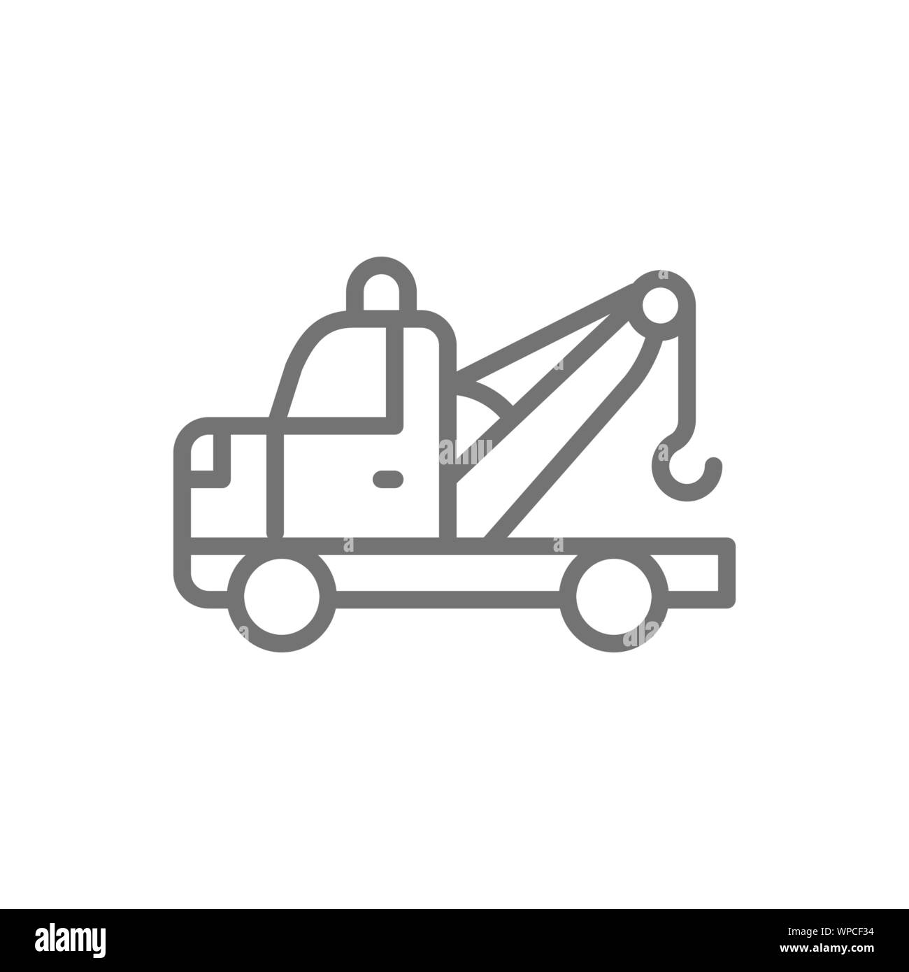 Tow truck line icon. Isolated on white background Stock Vector