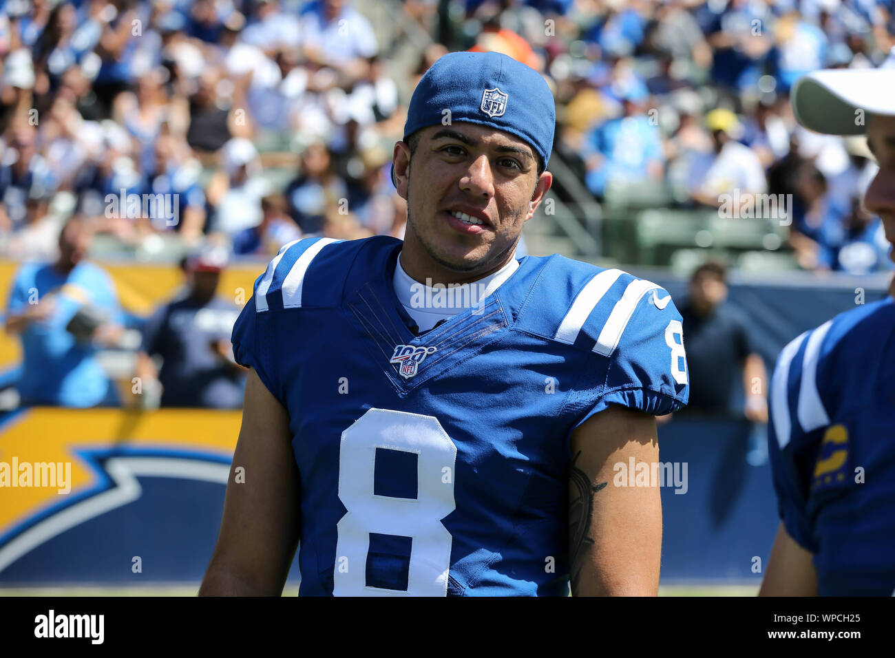 Carson, CA. 8th Sep, 2019. Indianapolis Colts punter Rigoberto Sanchez #8  during the NFL Indianapolis Colts