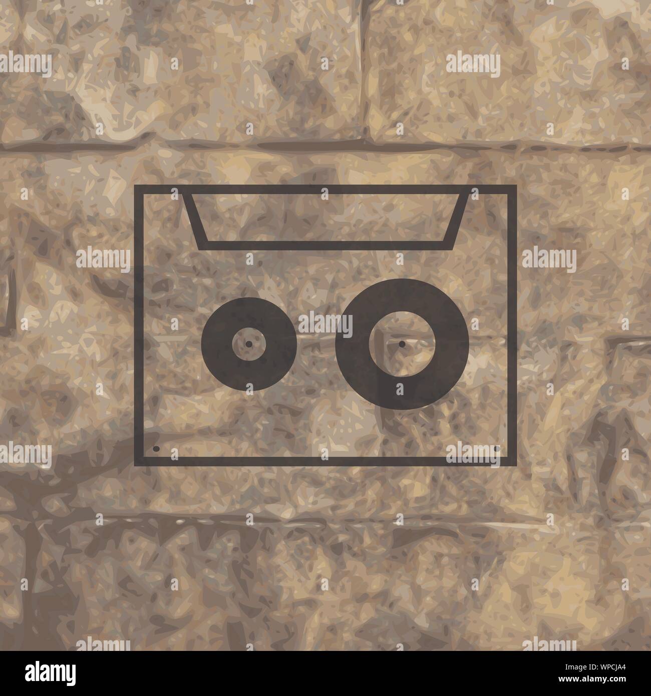cassette icon symbol Flat modern web design with long shadow and space ...