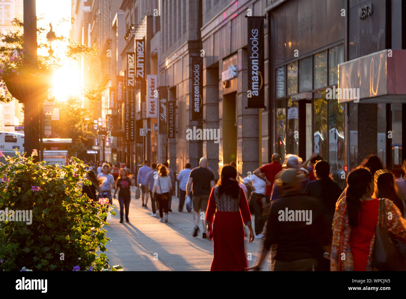 NEW YORK CITY 2019 Sunlight shines on diverse groups of people as they