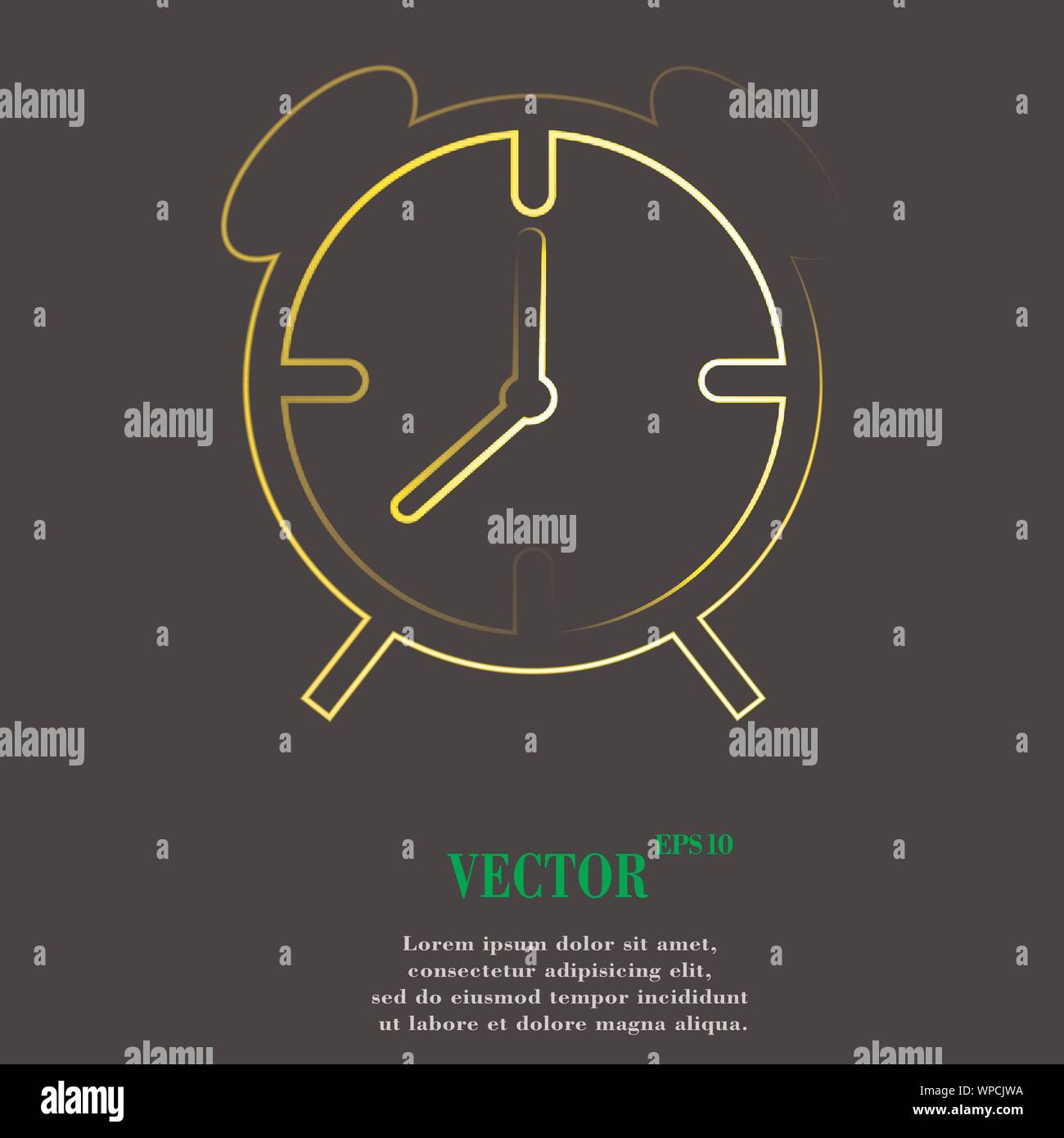 Alarm clock icon symbol Flat modern web design with long shadow and ...