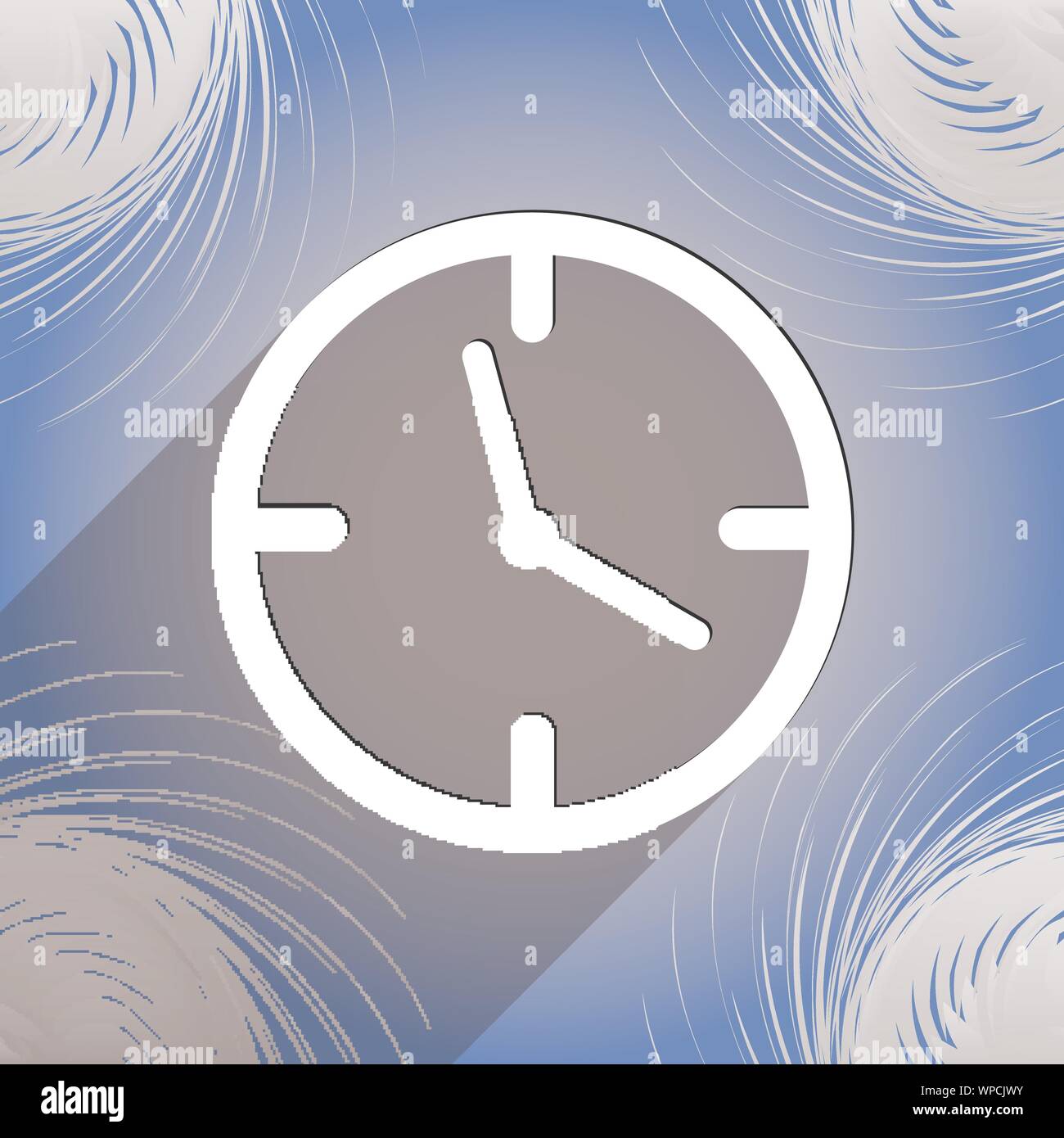 Clock time icon symbol Flat modern web design with long shadow and ...