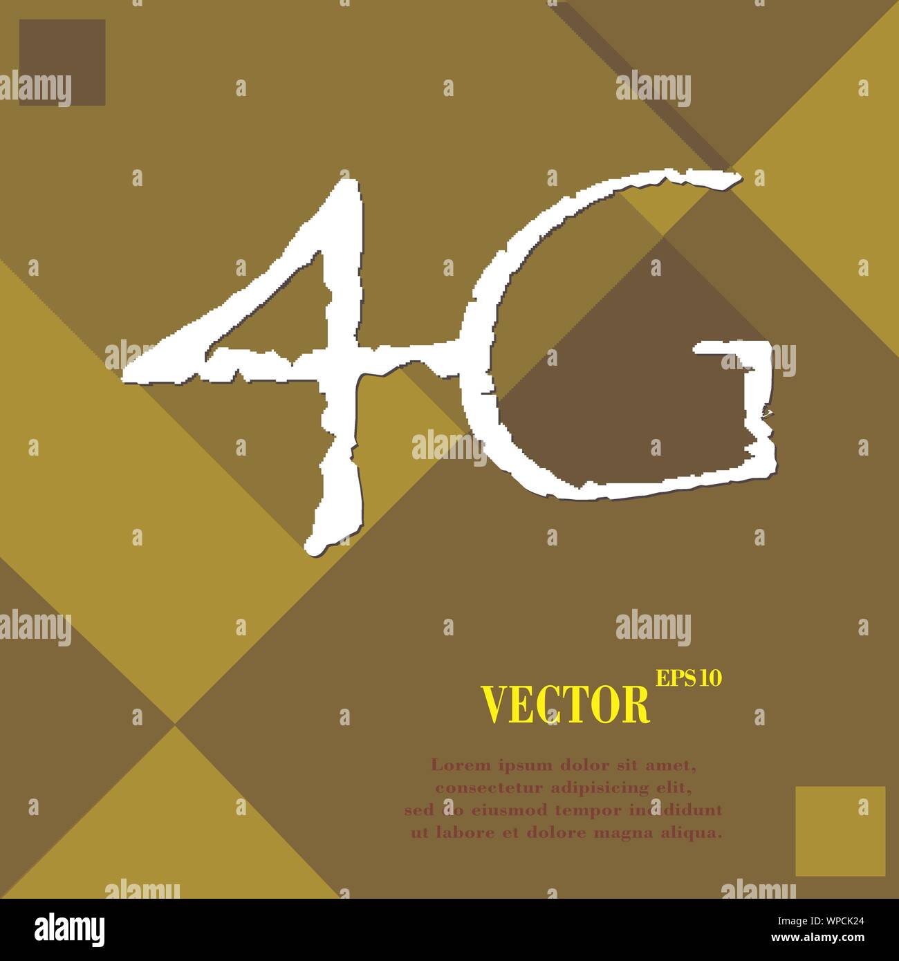 4G icon symbol Flat modern web design with long shadow and space for ...
