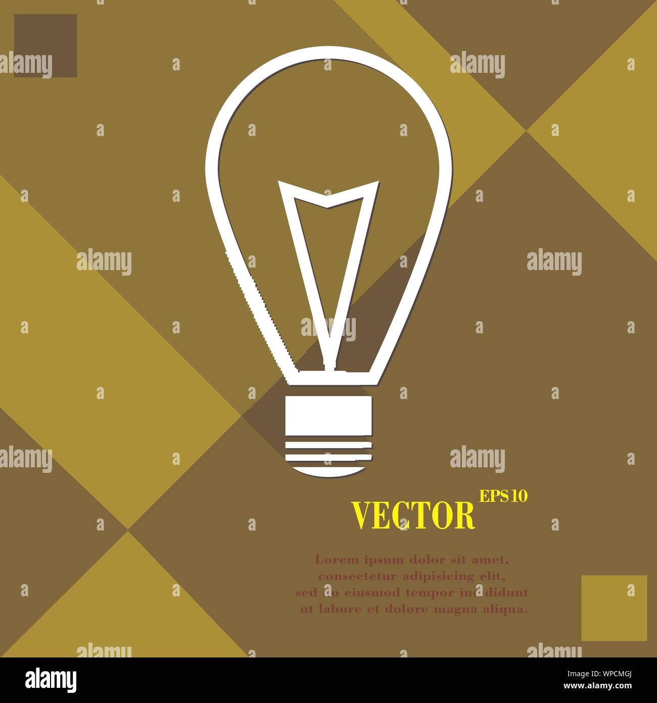 Light lamp icon symbol Flat modern web design with long shadow and ...