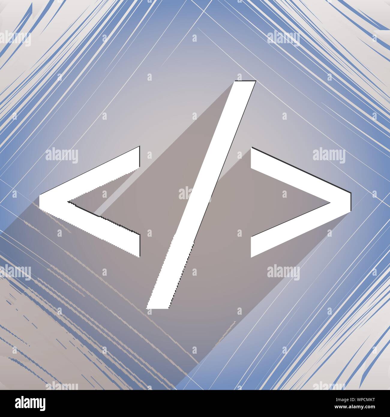Programming code icon symbol Flat modern web design with long shadow ...