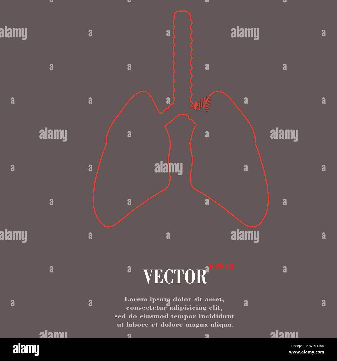 Human lung. Flat modern web button and space for your text Stock Vector ...