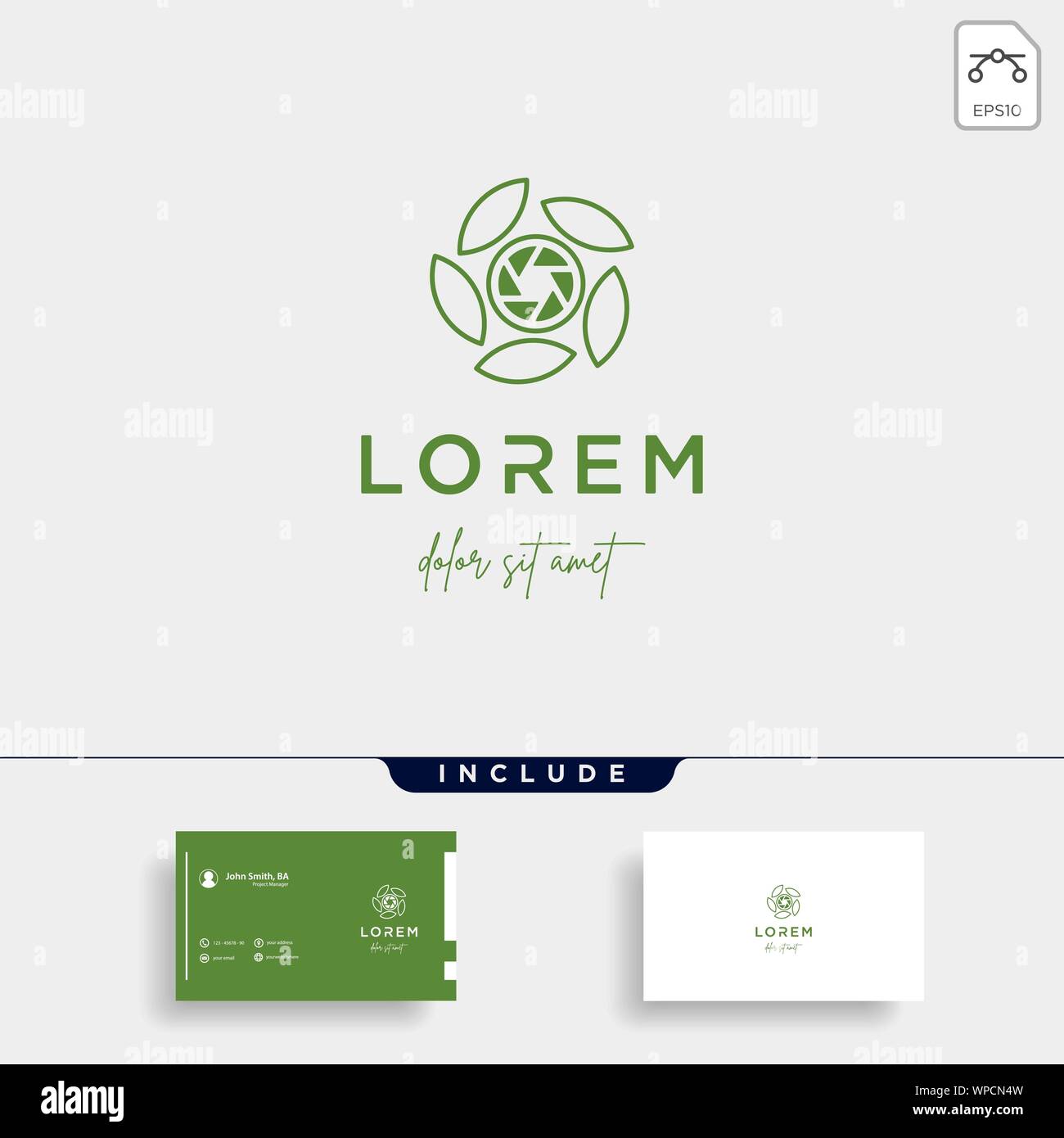 Camera Shutter Leaf Logo Design Vector Icon Stock Vector