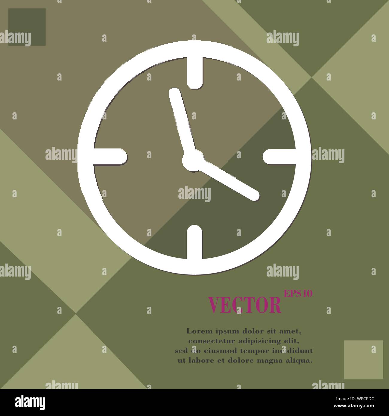 Clock time icon symbol Flat modern web design with long shadow and ...