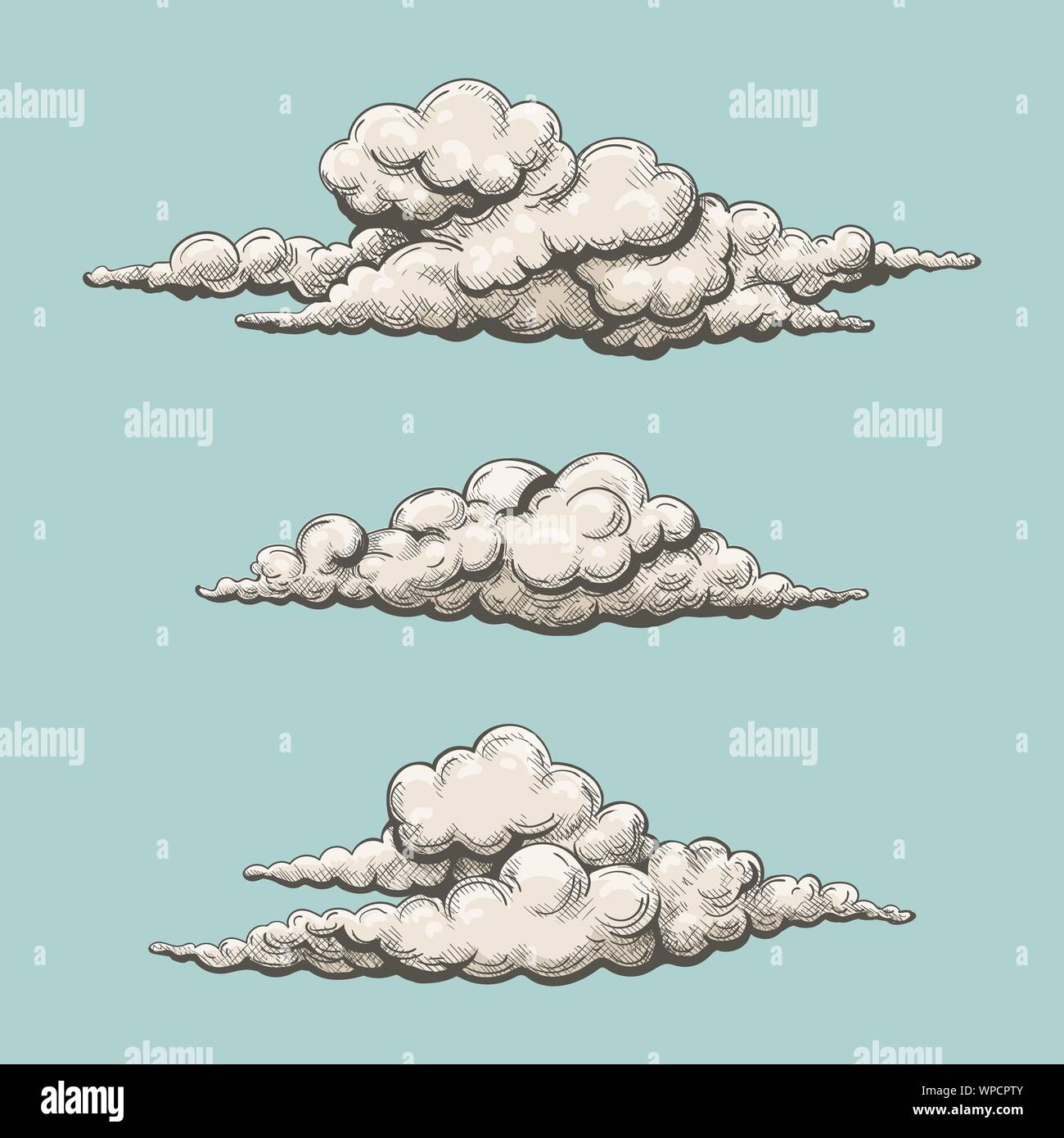 Color Clouds Old Graphics Vintage Painted Swirling Cloud Vector