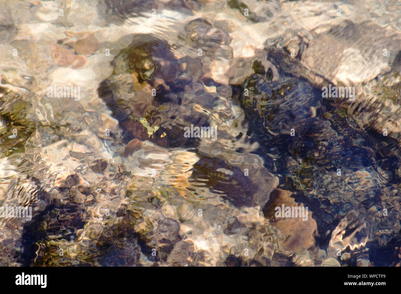 Abstract background image of rocks beneath fresh clean river water Stock Photo