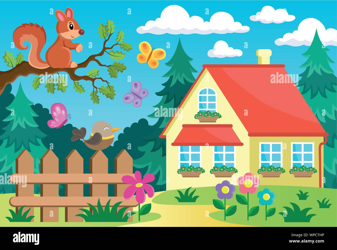 Garden and house theme background 2 Stock Vector Image & Art - Alamy
